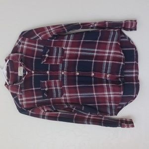 Universal Thread Purple Flannel Womans Button Down Long Sleeve Shirt Size Small